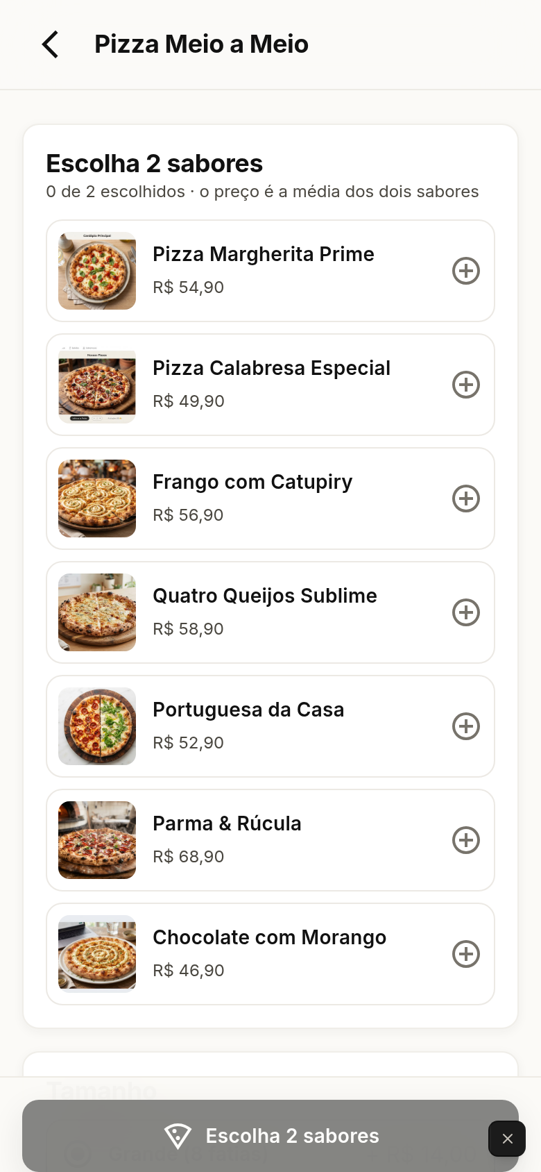 Montagem de pedido meio a meio na loja PedeGo!